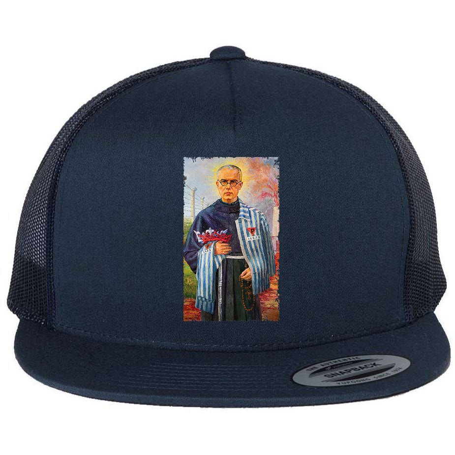 St Maximilian Kolbe Two Crowns Catholic Saint Flat Bill Trucker Hat