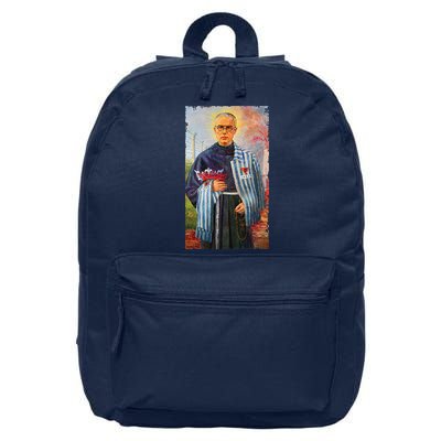 St Maximilian Kolbe Two Crowns Catholic Saint 16 in Basic Backpack