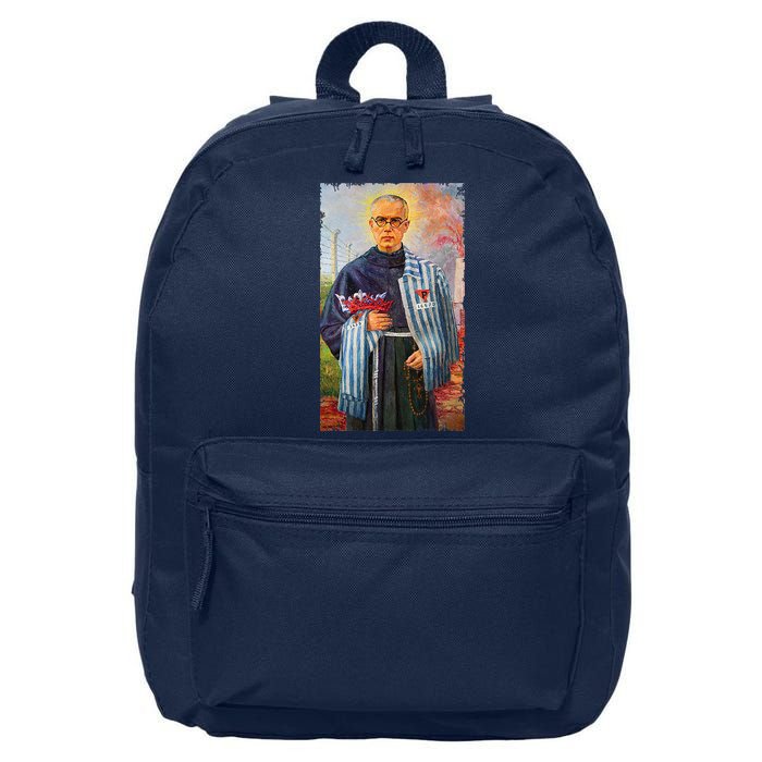 St Maximilian Kolbe Two Crowns Catholic Saint 16 in Basic Backpack
