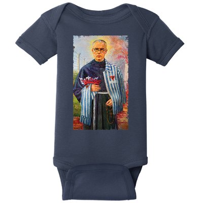 St Maximilian Kolbe Two Crowns Catholic Saint Baby Bodysuit