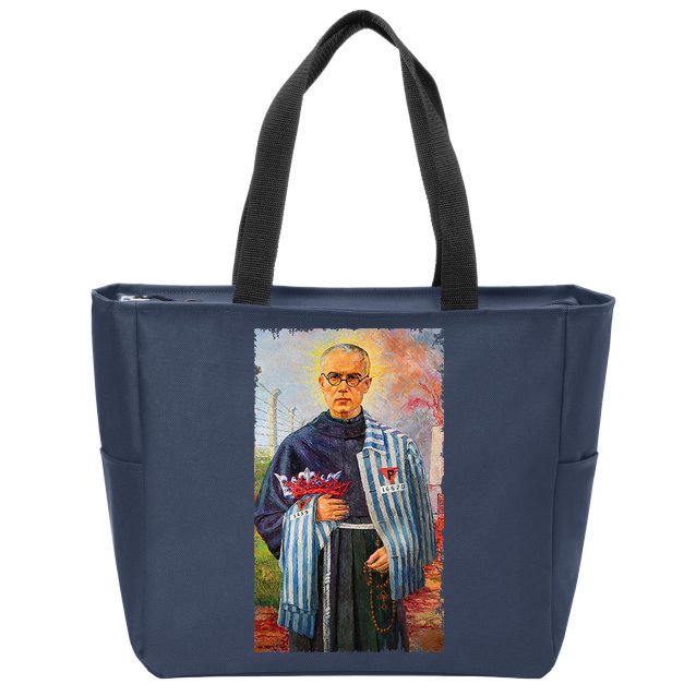 St Maximilian Kolbe Two Crowns Catholic Saint Zip Tote Bag