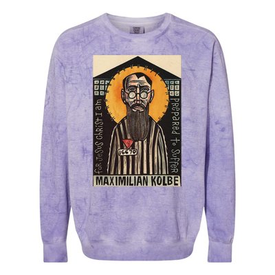 St Maximilian Kolbe Two Crowns Catholic Saint Colorblast Crewneck Sweatshirt