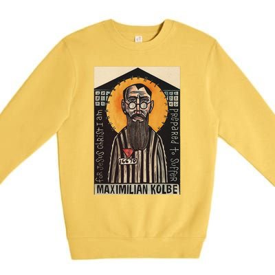 St Maximilian Kolbe Two Crowns Catholic Saint Premium Crewneck Sweatshirt