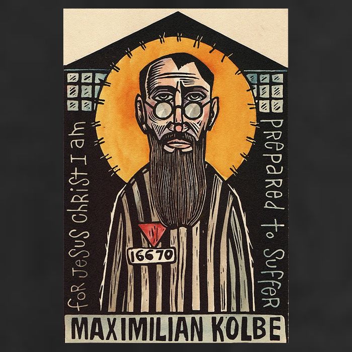 St Maximilian Kolbe Two Crowns Catholic Saint 7 Panel Mesh Trucker Snapback Hat