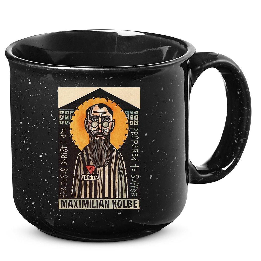 St Maximilian Kolbe Two Crowns Catholic Saint 15oz Campfire Ceramic Mug