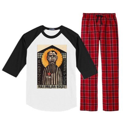 St Maximilian Kolbe Two Crowns Catholic Saint Raglan Sleeve Pajama Set