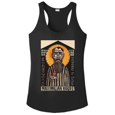 St Maximilian Kolbe Two Crowns Catholic Saint Ladies PosiCharge Competitor Racerback Tank