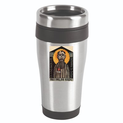 St Maximilian Kolbe Two Crowns Catholic Saint 16oz Travel Tumbler