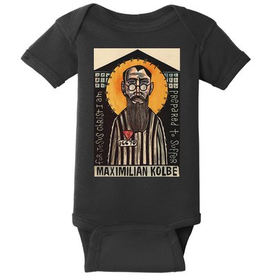 St Maximilian Kolbe Two Crowns Catholic Saint Baby Bodysuit