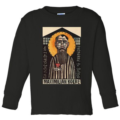 St Maximilian Kolbe Two Crowns Catholic Saint Toddler Long Sleeve Shirt