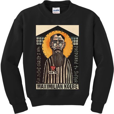 St Maximilian Kolbe Two Crowns Catholic Saint Kids Sweatshirt