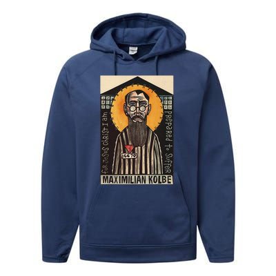 St Maximilian Kolbe Two Crowns Catholic Saint Performance Fleece Hoodie