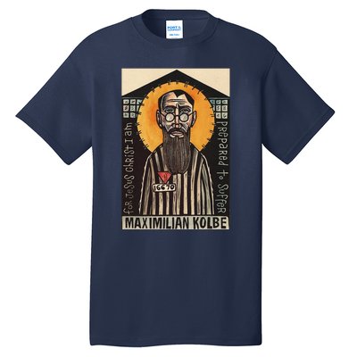 St Maximilian Kolbe Two Crowns Catholic Saint Tall T-Shirt