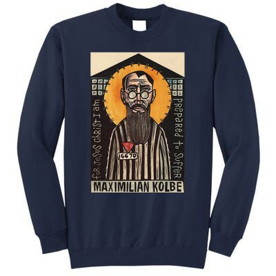 St Maximilian Kolbe Two Crowns Catholic Saint Tall Sweatshirt