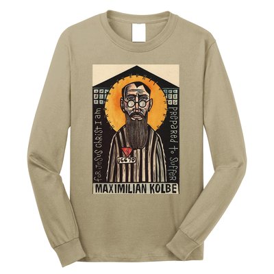 St Maximilian Kolbe Two Crowns Catholic Saint Long Sleeve Shirt