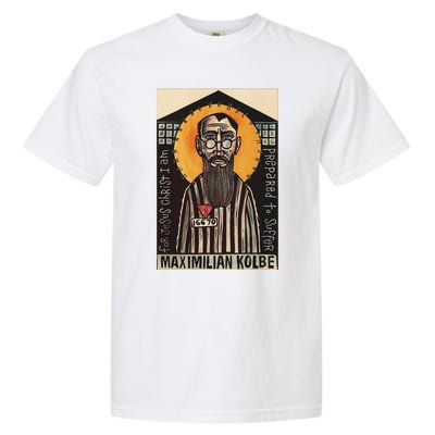 St Maximilian Kolbe Two Crowns Catholic Saint Garment-Dyed Heavyweight T-Shirt