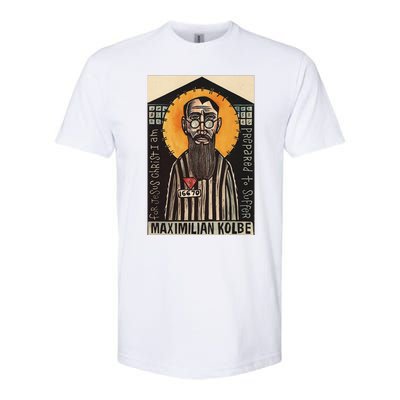 St Maximilian Kolbe Two Crowns Catholic Saint Softstyle CVC T-Shirt