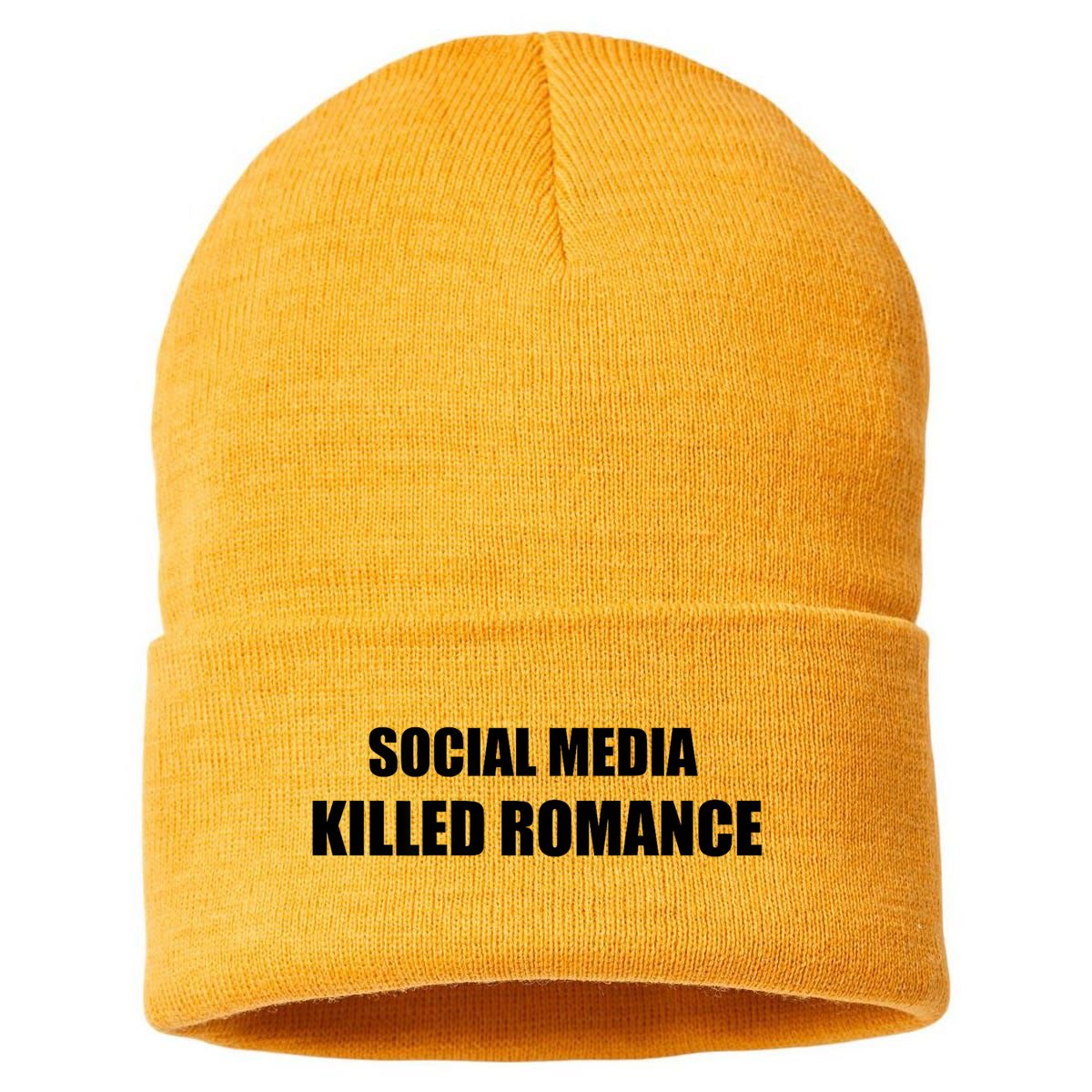 Social Media Killed Romance Sustainable Knit Beanie