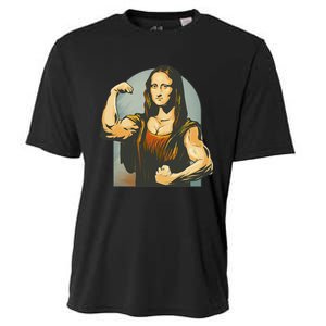 Strong Mona Lisa Leonardo Da Vinci Motiv Bodybuilding Body Cooling Performance Crew T-Shirt