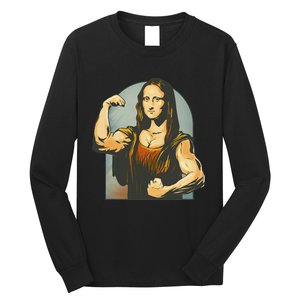 Strong Mona Lisa Leonardo Da Vinci Motiv Bodybuilding Body Long Sleeve Shirt