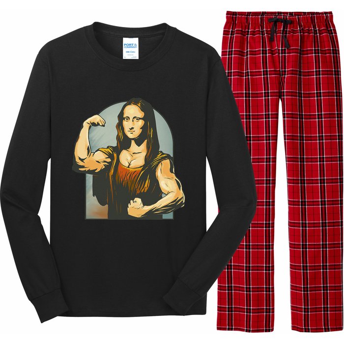 Strong Mona Lisa Leonardo Da Vinci Motiv Bodybuilding Body Long Sleeve Pajama Set