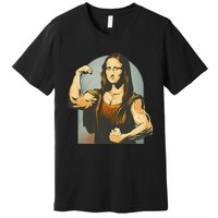 Strong Mona Lisa Leonardo Da Vinci Motiv Bodybuilding Body Premium T-Shirt