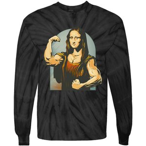 Strong Mona Lisa Leonardo Da Vinci Motiv Bodybuilding Body Tie-Dye Long Sleeve Shirt