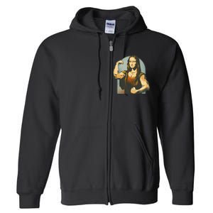 Strong Mona Lisa Leonardo Da Vinci Motiv Bodybuilding Body Full Zip Hoodie