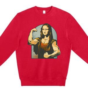 Strong Mona Lisa Leonardo Da Vinci Motiv Bodybuilding Body Premium Crewneck Sweatshirt