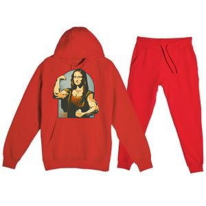 Strong Mona Lisa Leonardo Da Vinci Motiv Bodybuilding Body Premium Hooded Sweatsuit Set