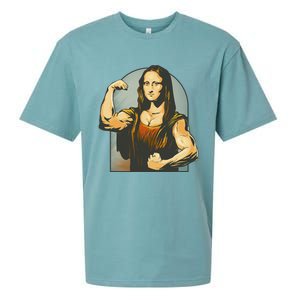 Strong Mona Lisa Leonardo Da Vinci Motiv Bodybuilding Body Sueded Cloud Jersey T-Shirt