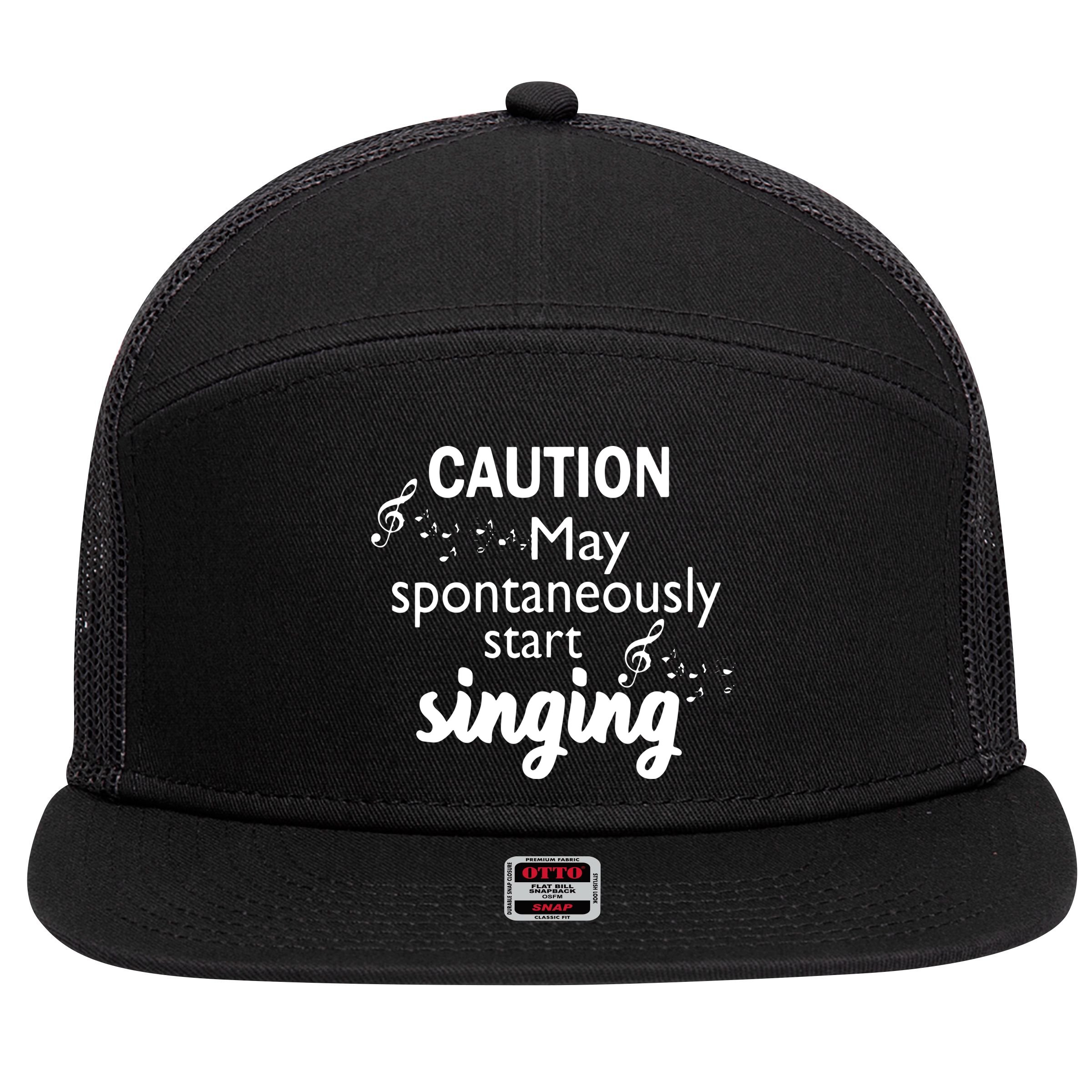 Singing Music Lover T Gift Caution May Start Singing 7 Panel Mesh Trucker Snapback Hat