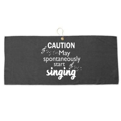 Singing Music Lover T Gift Caution May Start Singing Large Microfiber Waffle Golf Towel