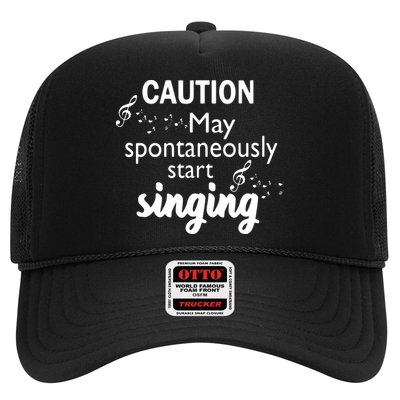 Singing Music Lover T Gift Caution May Start Singing Trucker Hat