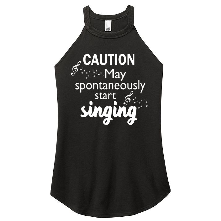 Singing Music Lover T Gift Caution May Start Singing Women's Perfect Tri Rocker Tank