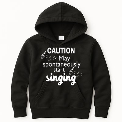 Singing Music Lover T Gift Caution May Start Singing Kids Hoodie
