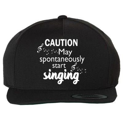 Singing Music Lover T Gift Caution May Start Singing Wool Snapback Cap