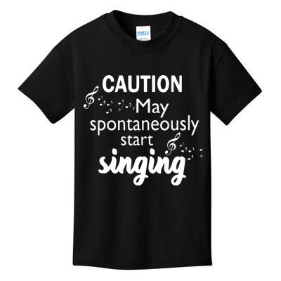 Singing Music Lover T Gift Caution May Start Singing Kids T-Shirt