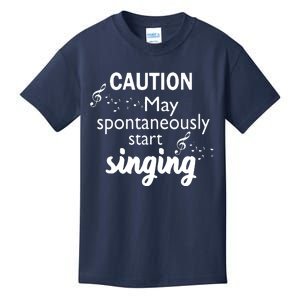 Singing Music Lover T Gift Caution May Start Singing Kids T-Shirt