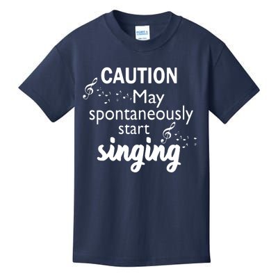 Singing Music Lover T Gift Caution May Start Singing Kids T-Shirt