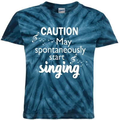 Singing Music Lover T Gift Caution May Start Singing Kids Tie-Dye T-Shirt