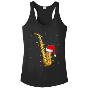 Saxophone Music Lover Xmas Lights Santa Saxophone Christmas Ladies PosiCharge Competitor Racerback Tank