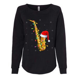 Saxophone Music Lover Xmas Lights Santa Saxophone Christmas Womens California Wash Sweatshirt