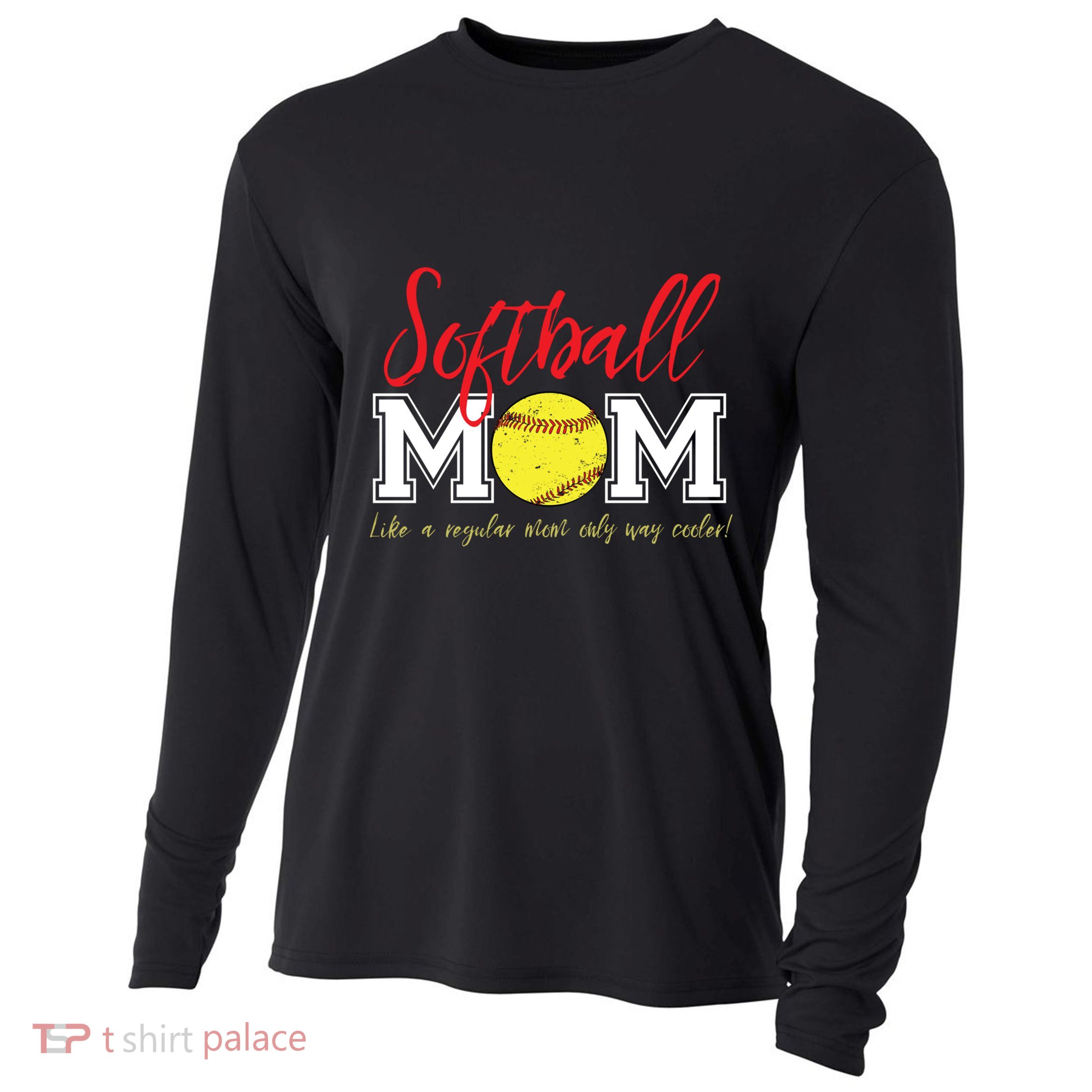 Softball Mom Like A Regular Mom Only Cooler Design Gift Cooling Performance Long Sleeve Crew