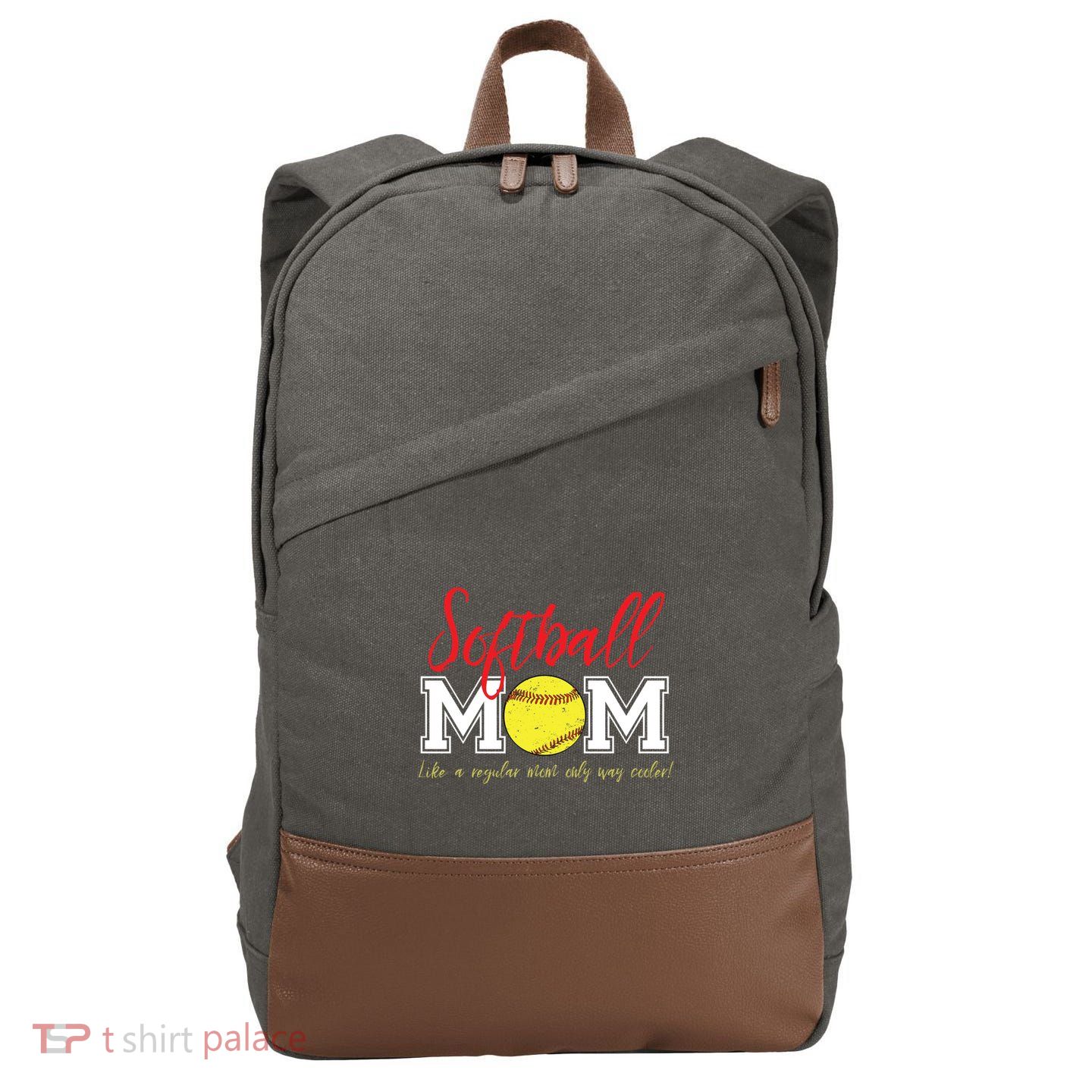 Softball Mom Like A Regular Mom Only Cooler Design Gift Cotton Canvas Backpack
