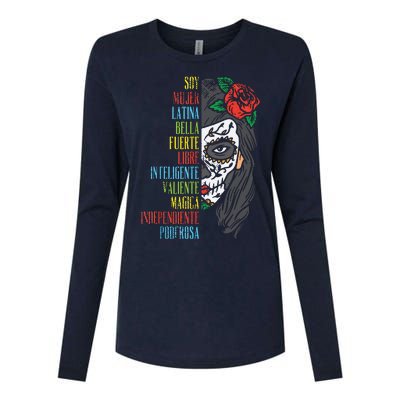 Soy Mujer Latina Sugar Skull Women Cinco De Mayo Hispanic Womens Cotton Relaxed Long Sleeve T-Shirt