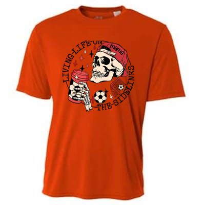 Soccer Mama Living Life On The Sidelines Skeleton Coffee Cooling Performance Crew T-Shirt