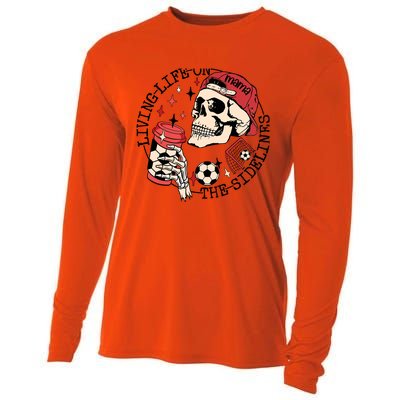 Soccer Mama Living Life On The Sidelines Skeleton Coffee Cooling Performance Long Sleeve Crew