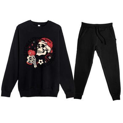 Soccer Mama Living Life On The Sidelines Skeleton Coffee Premium Crewneck Sweatsuit Set