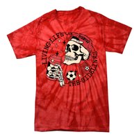 Soccer Mama Living Life On The Sidelines Skeleton Coffee Tie-Dye T-Shirt